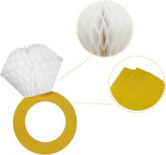 Glitter Gold Honeycomb Diamond Ring Hanging Decorations 3 Pieces Bachelorette…