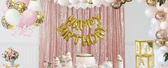 Rose Gold Sequin Backdrop Curtain 2 Panels 2FTx8FT Glitter Rose Gold Background