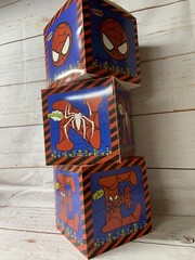 Spider 1st Birthday BoxesDecorations, 3pcs One BABY Spider Super Hero.Red/blue.N
