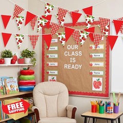 Pasimy red white apple banner, 60 pcs