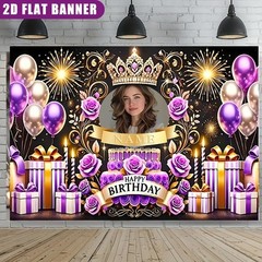 1pc Crown Flower Princess Personalized Birthday Custom Poster Tapestry Banner❀