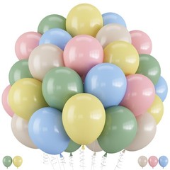 Pink Green Blue Balloon, 60 Packs 12 Inch Pastel Pink Blue Light Sage Green W…