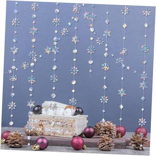 4 Pcs Snowflake Decorations Winter Wonderland Decorations Laser Laser-4pcs-13ft