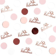 Happy 50th Birthday Decorations Rose Gold for Women,50 and Fabulous Round Tab…