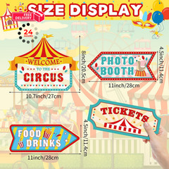 Hooqict 20 Pieces Carnival Decorations Circus Theme Small, red, yellow, blue
