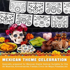 EggSun 6 Pack White Papel Picado Banner Mexican Party Wedding