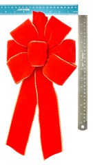 Classic Christmas Collection Bow, 2.5” Wide Gold Wired Edge Red Velvet