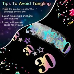 Iridescent 30th Decorations for Him Her, Pre-Strung Glitter Twinkle Number Vi…