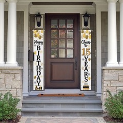 LASKYER 15th Birthday Banner Gold Cheers 15 Years