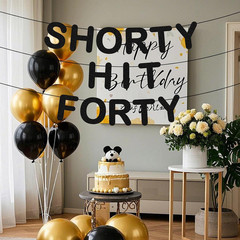 Pre-Strung Short 40Th Birthday Decoration Party Banner, Happy 40Th Birthday Deco