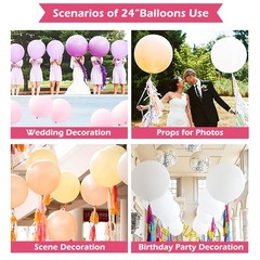 15Pcs 24 Inch Balloons White Giant Round Balloons Large Balloon For Wedding B…