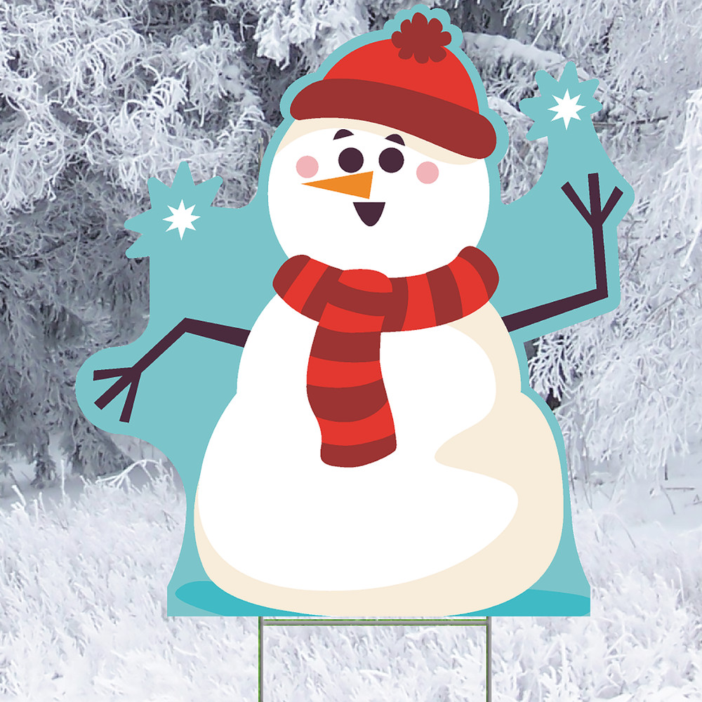 YSH3054 Happy Snowman Plastic Outdoor Yard Sign Decoration Cutout