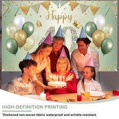 40 Years Gold Sage Green Birthday Decoration Happy Birthday Backdrop 1.1 x 1.8 m