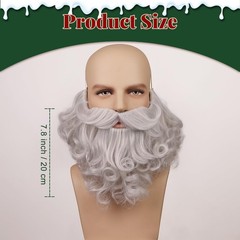 Men’s 8 Inches Curly Silver White Realistic & Fluffy Fake Beard For Wizard Co…