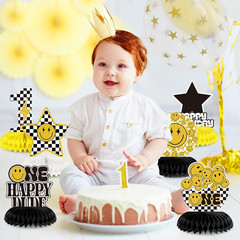 9 Pcs One Happy Dude Birthday Decoration One Happy Dude Honeycomb Centerpiece 1S