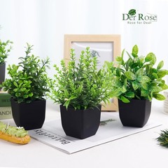 Der Rose 4 Pack Fake Plants Mini Artificial Greenery Potted for Black