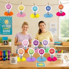 12Pcs VBS 2026 Decorations Honeycomb Centerpieces Double Sided Colorful Light…