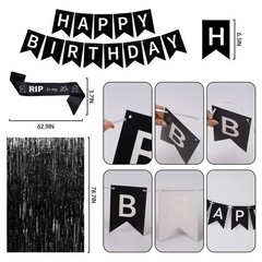 40th Birthday Decorations Black Silver – Happy Banner Rip to My 30s
