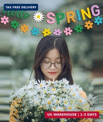 JOZON Hello Spring Banner and Flower Banner Colorful Glittery Spring Flower Bann