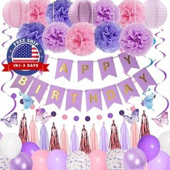 Decoraciones de cumpleaños moradas para mujeres y niñas NUEVO