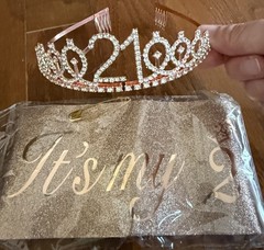 21st Birthday Rose Gold Tiara & Sash “It’s My 21st Birthday” Crown NEW!