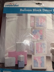 Way to Celebrate! Balloon Block Décor Kit 60 Pieces Pink Blue Baby Shower Party