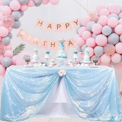 ShiDianYi Aqua Sequin Tablecloth 60×102 Inch Iridescent Rectangle Glitter