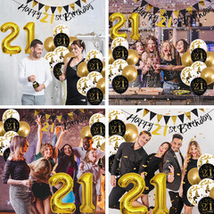 21St Birthday Decorations Him Her, Black Gold 21 Birthday Party Decor Golden Bla