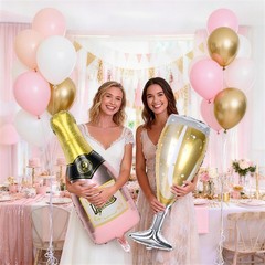 Champagne Bottle Glass Balloons 4pcs, Large Champagne Wine Foil Mylar Balloon…
