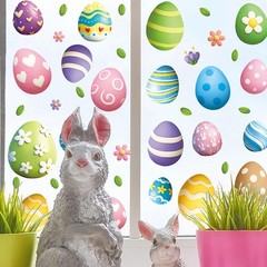 4 Sheets Double Sided Easter Window Clings, Large Eggs Multicolour