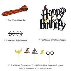 Magical Wizard Style Happy Birthday Banner and Magician Party Decorations-69Pcs