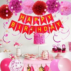 Hot Pink Birthday Party Decorations for Girls Womens
