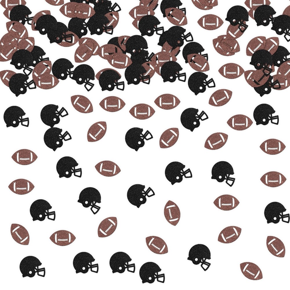 120 PCS Black Brown Glitter Football Confetti Sport Theme Party Table Decor