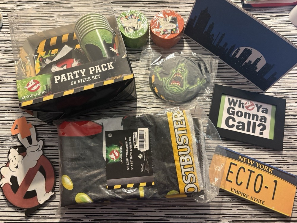 Spirit Halloween Ghostbusters Party Pack PVC Tablecloth Logo Flag Banner Decor