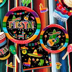Fiesta Party Decorations Mexican Party Supplies Cinco De Mayo Tableware Plates