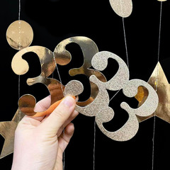 Champagne Gold 33Rd Birthday Decorations Number 33 Circle Dot Star Streamer Bann