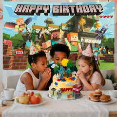 Minecraft Gamers 3D Cake Topper Kids Birthday Decorations PIXEL Game Cupcake Set