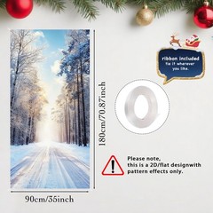 Christmas Door Cover for Front Christmas Door Decorations Festive Snowy Fores…