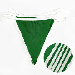 32Ft Green and White Party Decorations Triangle Banner Flag Fabric Pennant Bunti