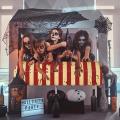 Halloween Circus Awning Horror Carnival Party Decorations red and white