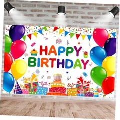 Happy Birthday Backdrop Banner Colorful Happy Birthday Party 6×3.6ft
