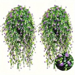 2Pcs Artificial Plant Hanging Flowers With Eucalyptus Leaves Greenery Vine