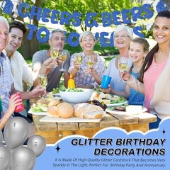 Pre Strung Cheers & Beers to 50 Years Banner Glitter 50th Birthday Dark Blue