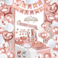 253 Pcs Birthday Decorations For Women, Rose Gold Party Decorations, Happy Birth
