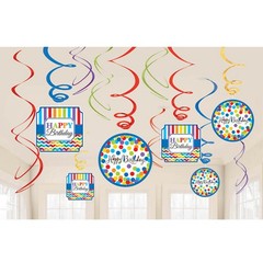 Amscan Colorful Confetti Birthday Party Bundle of Plates, Napkins, Decorations