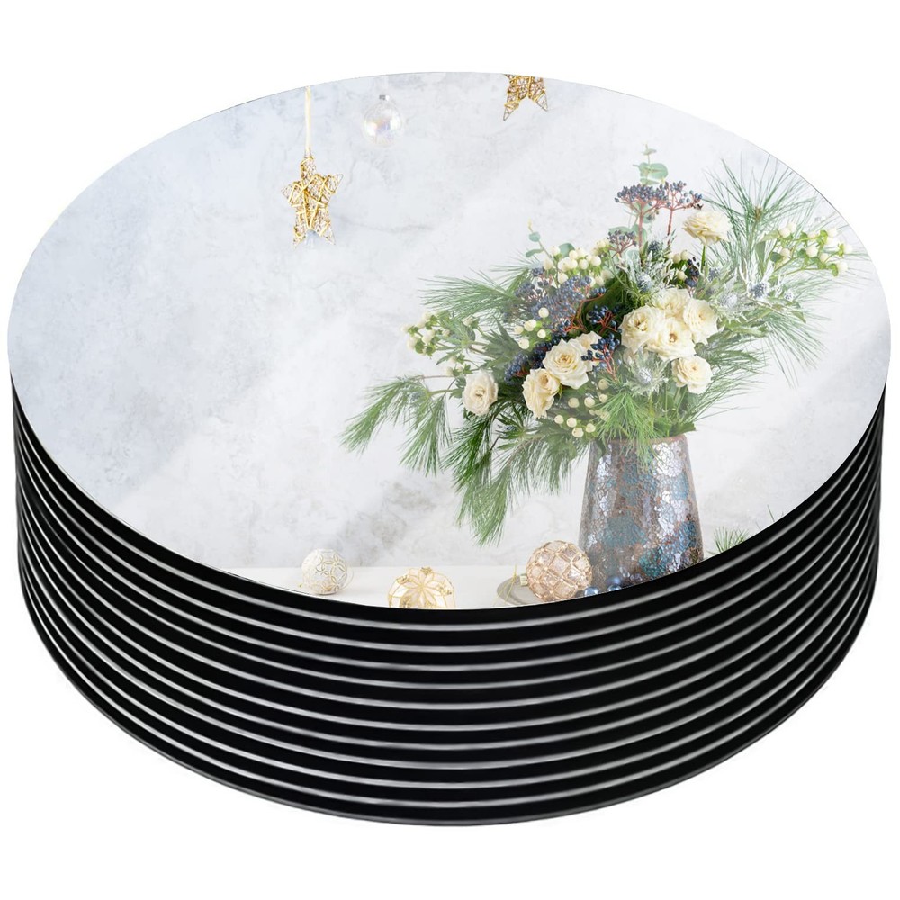 12″ Round Mirror Plates, Glass Flat Mirrors, Circle Mirror Candle Plates for …