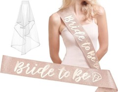 Bridal Shower Rose Gold Party Kit banner curtain balloon plate cup napkin straws