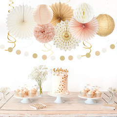 Champagne-Gold Fall Boho Baby Shower Party-Decorations – 21Pcs Girls Welcome Bab