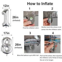 Silver 18th Birthday Party Decorations Kit – 32″ Number Balloons & Glitter