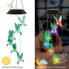Solar LED Wind Chimes Color Changing Butterfly Dragonfly Hummingbird Outdoor